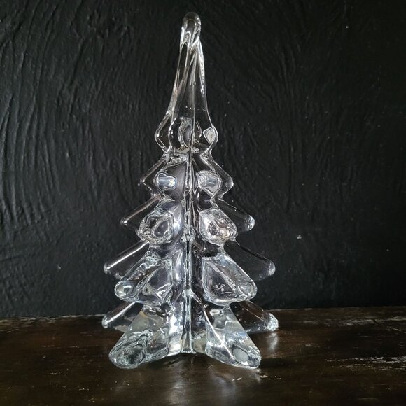 Vintage Glass Christmas Tree Clear Glass Christmas Tree, 8.125 Inches - Picture 1 of 6